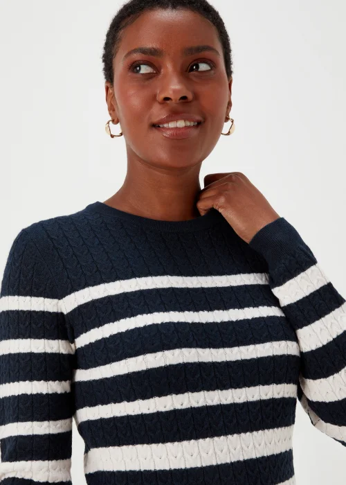 Navy Stripe Baby Cable Knit Jumper - 8 Image 3