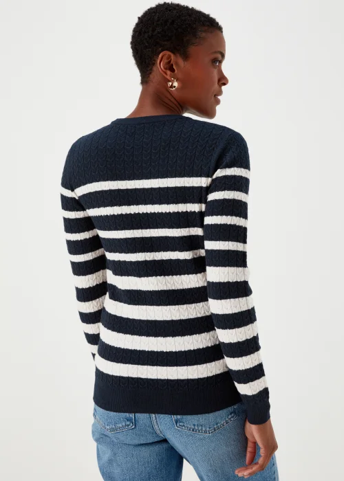 Navy Stripe Baby Cable Knit Jumper - 8 Image 2