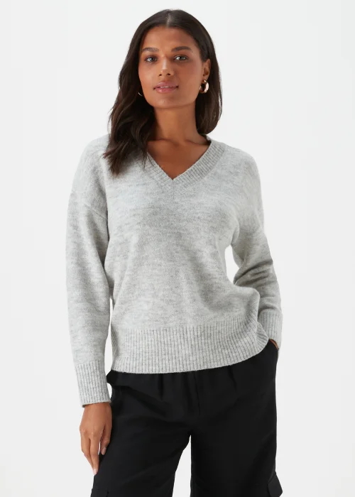 Grey V-Neck Jumper - XS Image 1