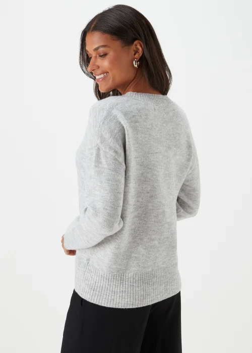 Grey V-Neck Jumper - XS Image 2