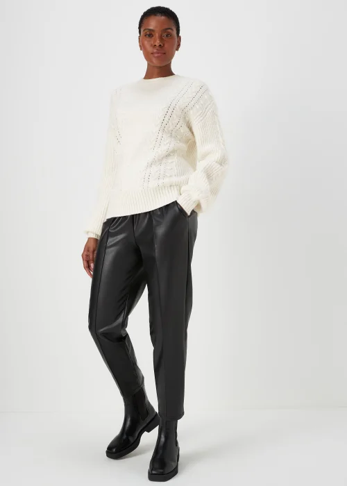 Cream Macaron Cable Knit Crew Neck Jumper - S Image 1