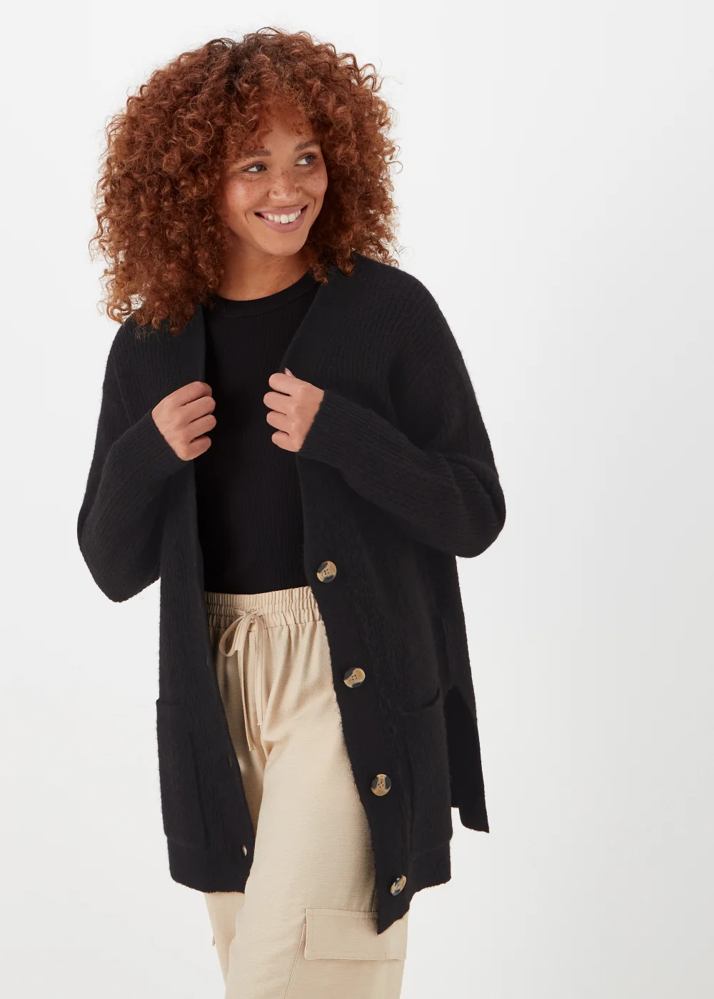 Black Ribbed Cardigan - XS Image 1