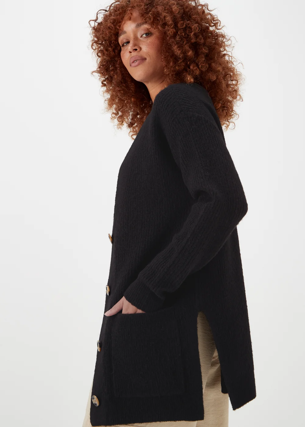 Black Ribbed Cardigan - XS Image 3