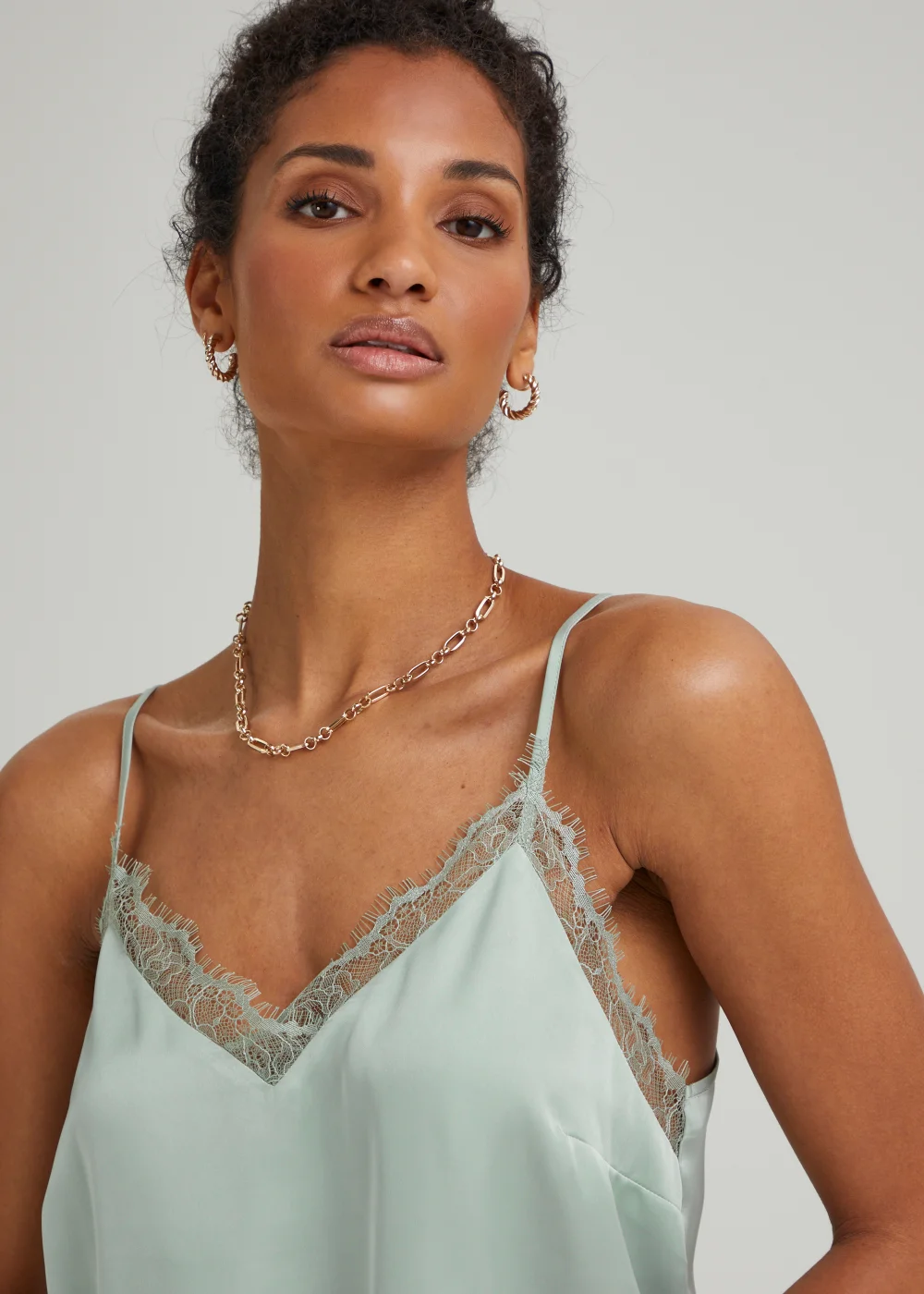 Mint Lace Trim Cami Top - Size 8 Image 3