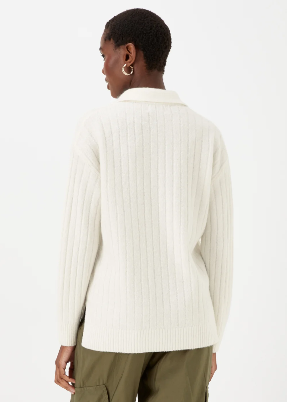Cream Collar Ribbed Jumper - XS Image 2