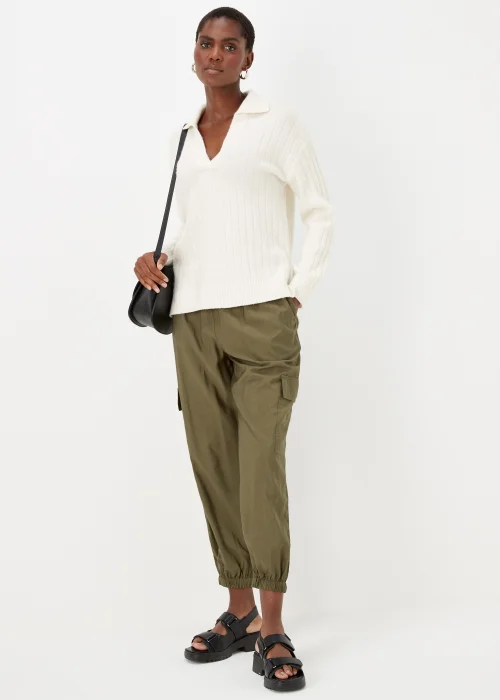 Cream Collar Ribbed Jumper - XS Image 4