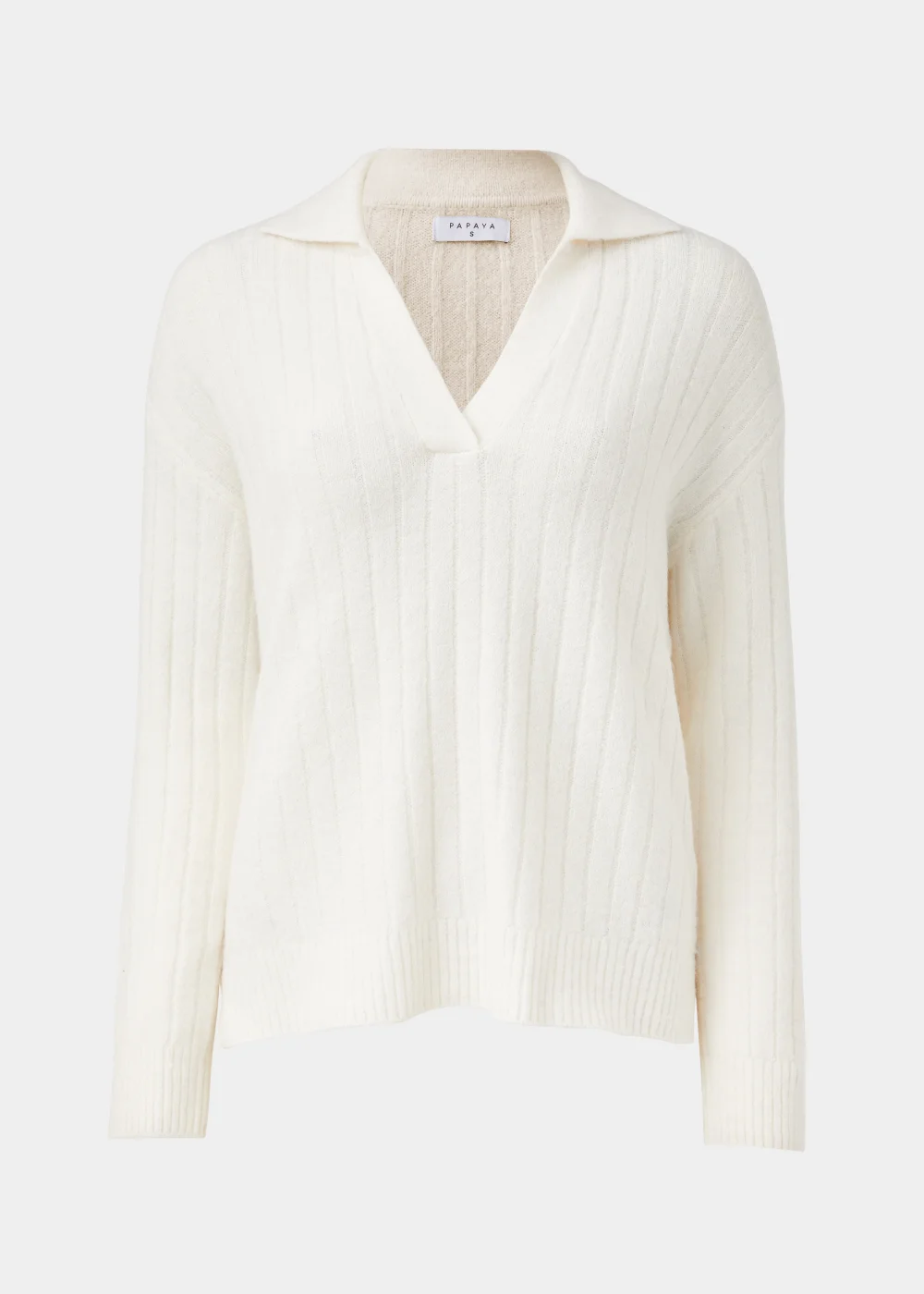 Cream Collar Ribbed Jumper - XS Image 5