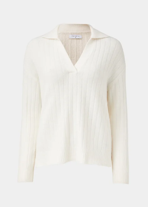Cream Collar Ribbed Jumper - XS Image 5