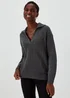 Charcoal Collar Ribbed Jumper - XS Image 1