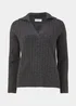 Charcoal Collar Ribbed Jumper - XS Image 5