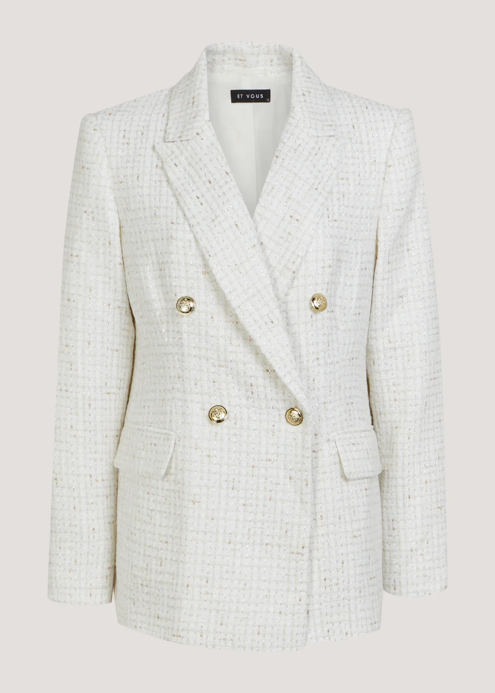 Et Vous Ivory Textured Blazer - 8 Image 1
