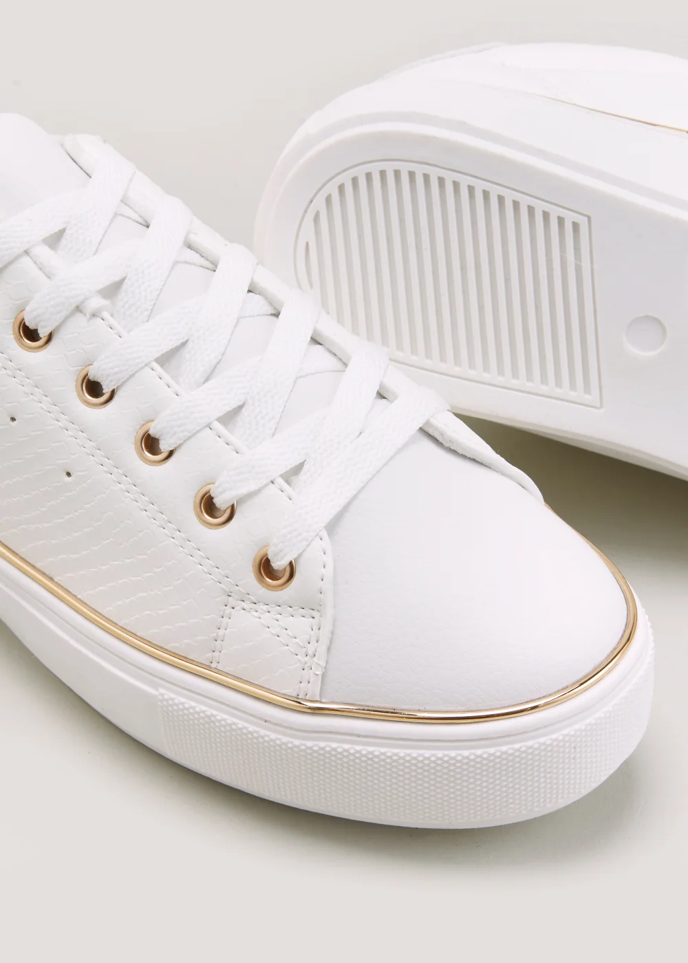 White Lace Up Trainers - Size 3 Image 2