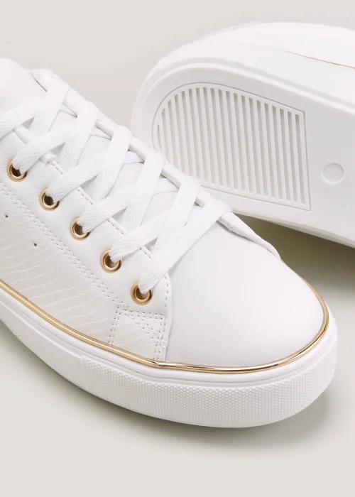 White Lace Up Trainers - Size 3 Image 2