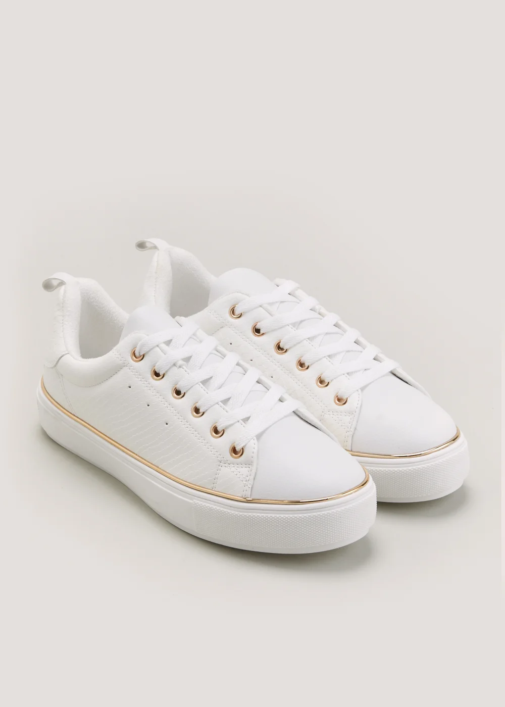 White Lace Up Trainers - Size 3 Image 1