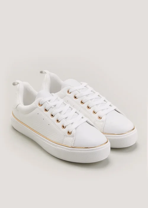 White Lace Up Trainers - Size 3 Image 1