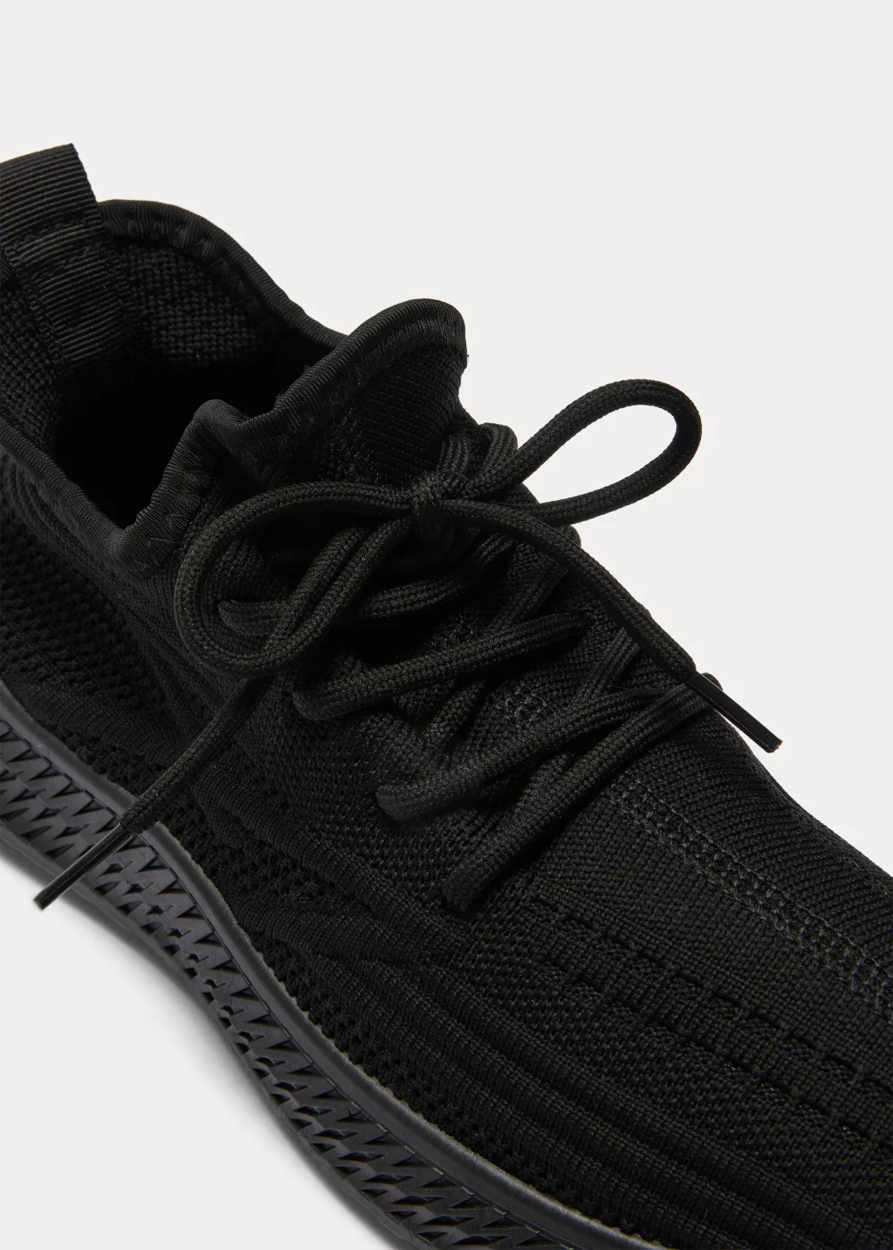 Black Lace Up Knitted Trainers - 7 Image 2