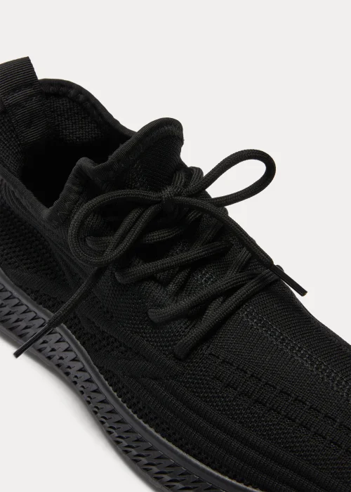 Black Lace Up Knitted Trainers - 7 Image 2