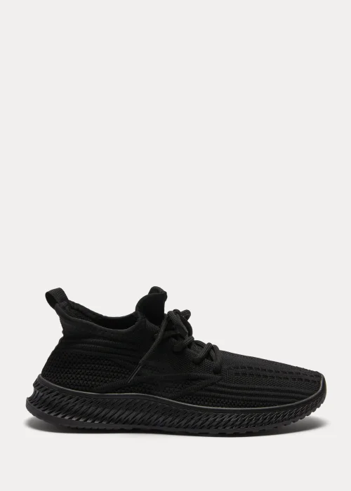 Black Lace Up Knitted Trainers - 7 Image 1