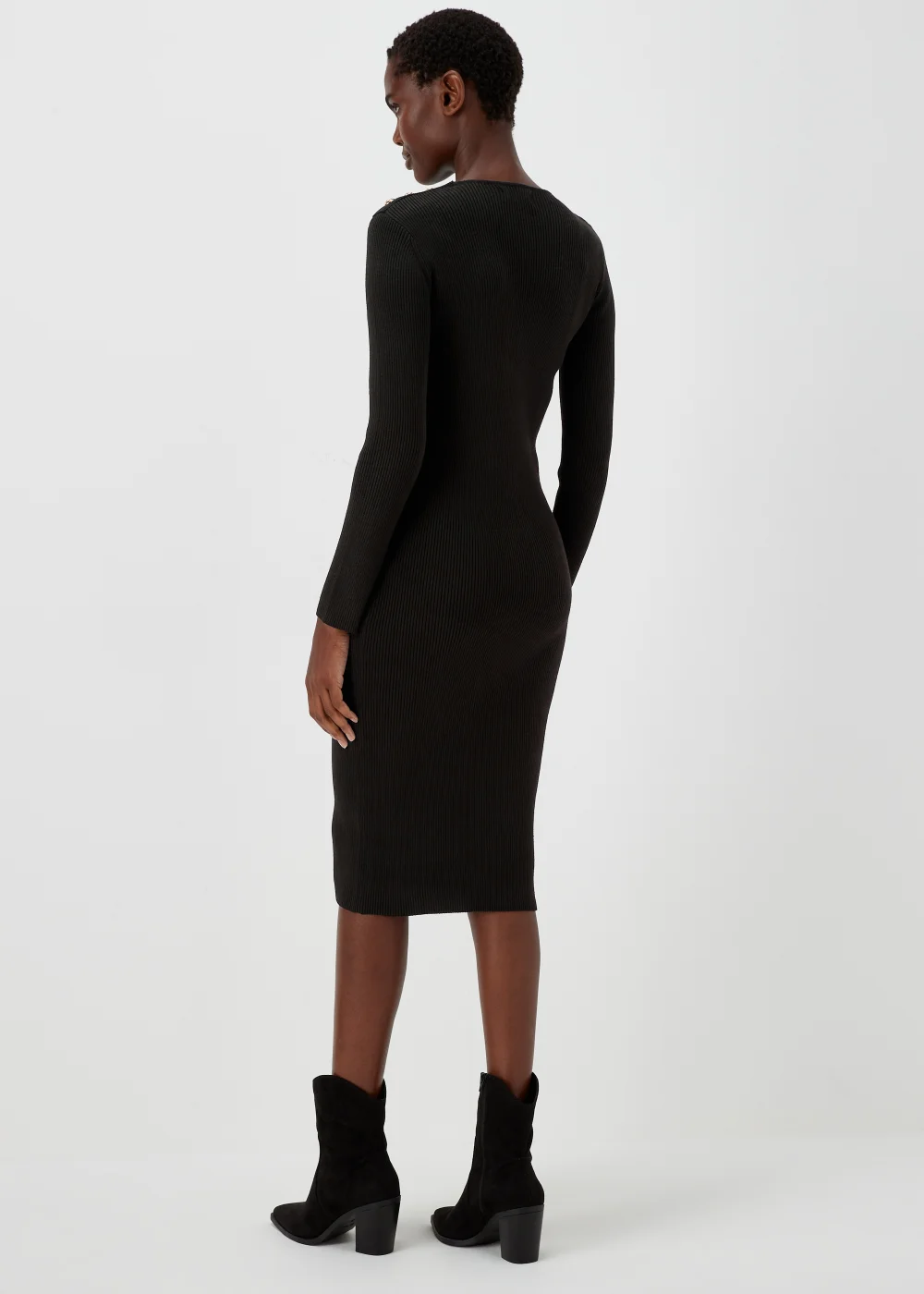 Et Vous Black Knitted Button Dress - 8 Image 2