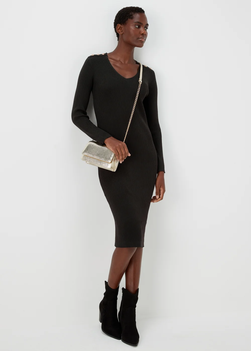Et Vous Black Knitted Button Dress - 8 Image 4