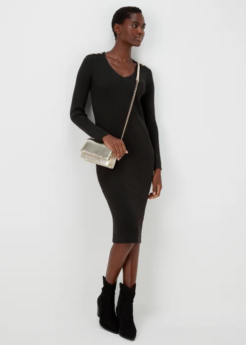 Et Vous Black Knitted Button Dress - 8 Image 4