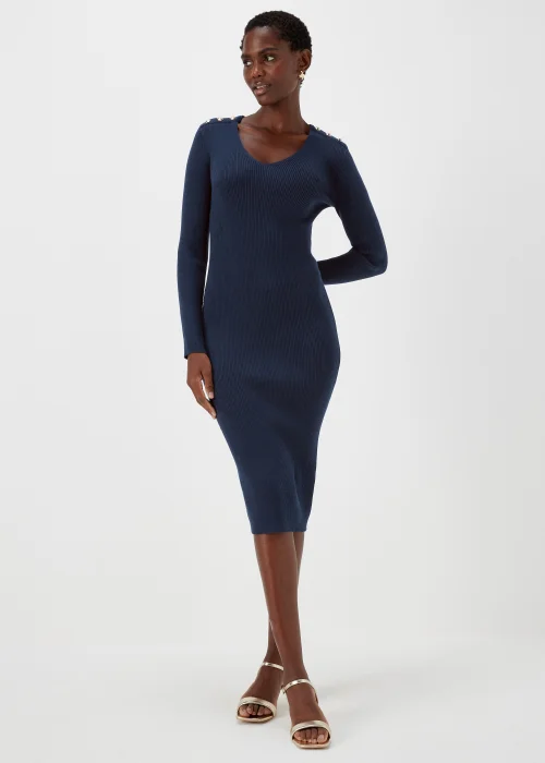 Et Vous Navy Knitted Button Dress - 8 Image 1