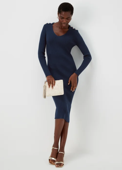 Et Vous Navy Knitted Button Dress - 8 Image 4