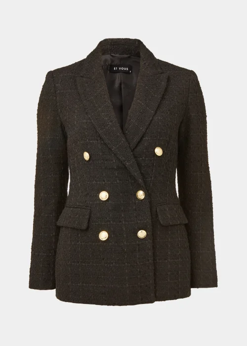 Et Vous Black Textured Blazer - 8 Image 5