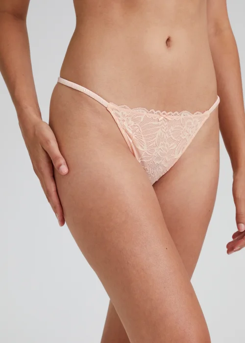 Pink Tonal Lace Tanga Knickers - Size 8 Image 3