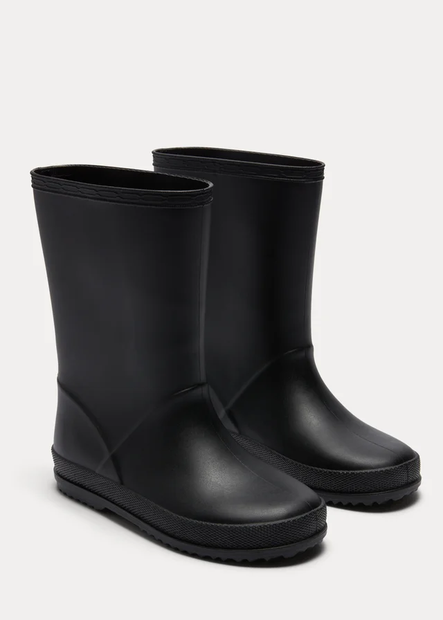 Kids Black PVC Wellies (Younger 10-Older 6)
