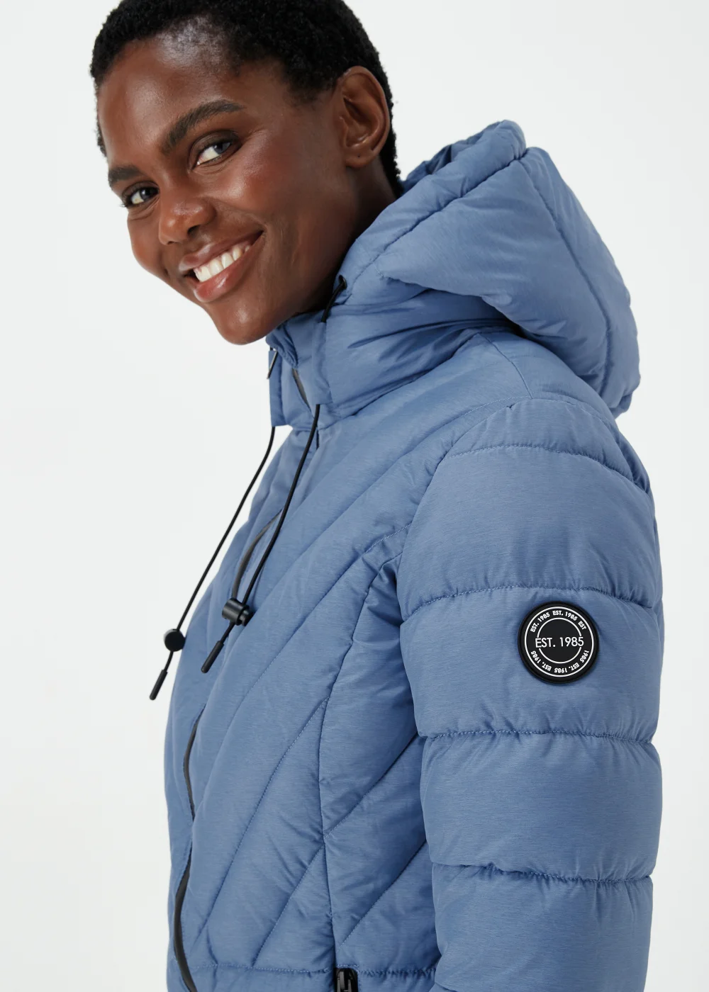 Blue Short Padded Shower Resistant Coat - 8 Image 3