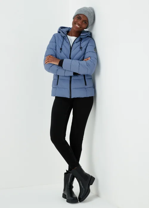Blue Short Padded Shower Resistant Coat - 8 Image 4