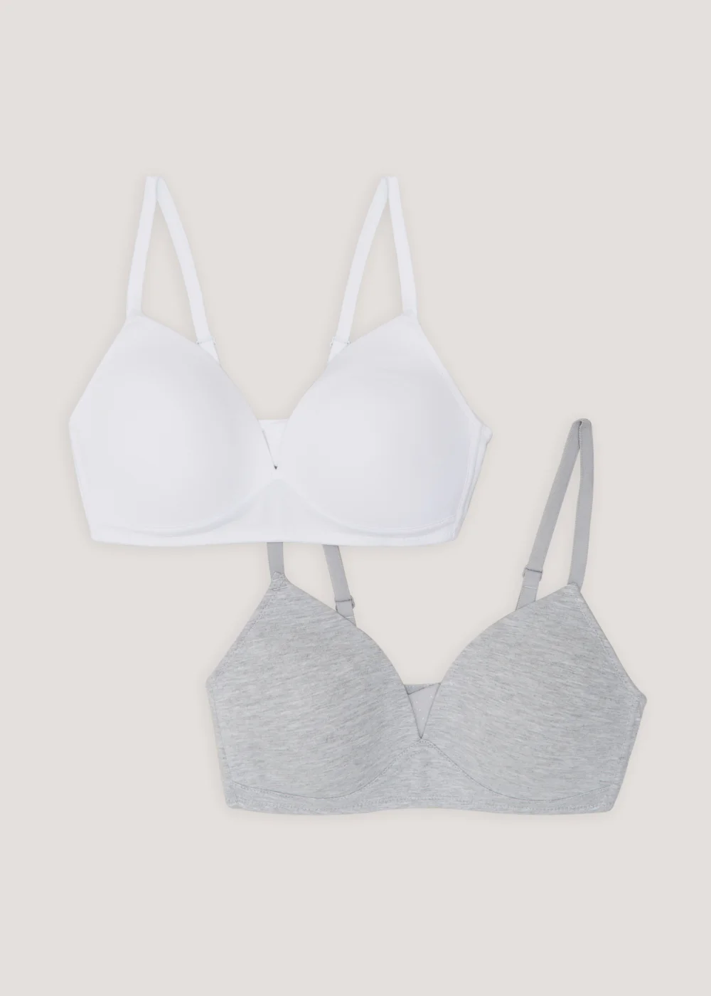 2 Pack Grey & White Non Wired Padded Bralettes - 32A Image 1