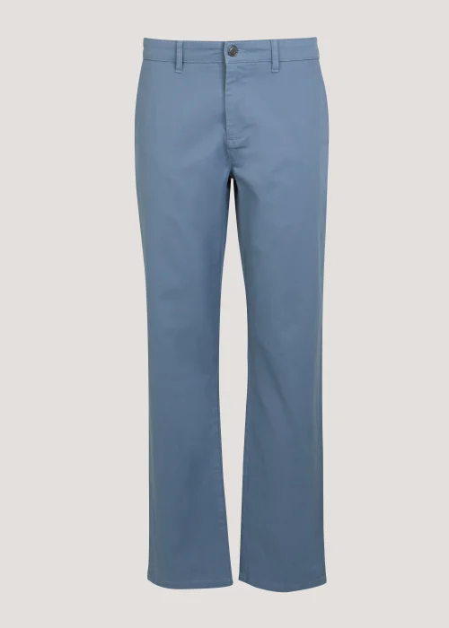 Blue Straight Fit Stretch Chinos - 30 Waist Regular Image 5