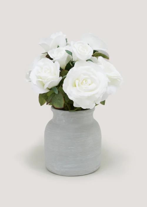 Roses in Cement Pot (33cm) Image 1