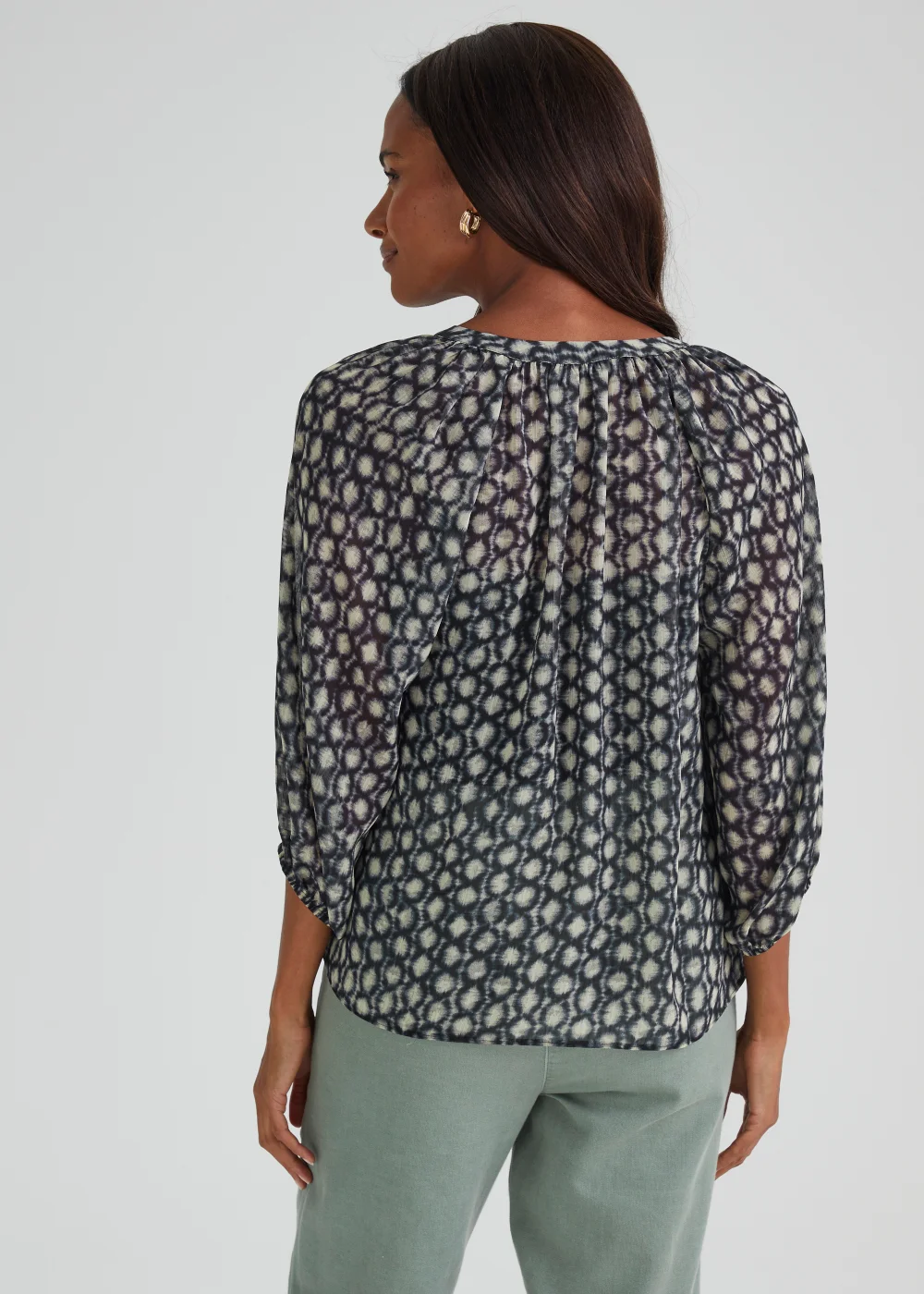 Blue Print Chiffon Co-Ord Blouse - Size 8 Image 2