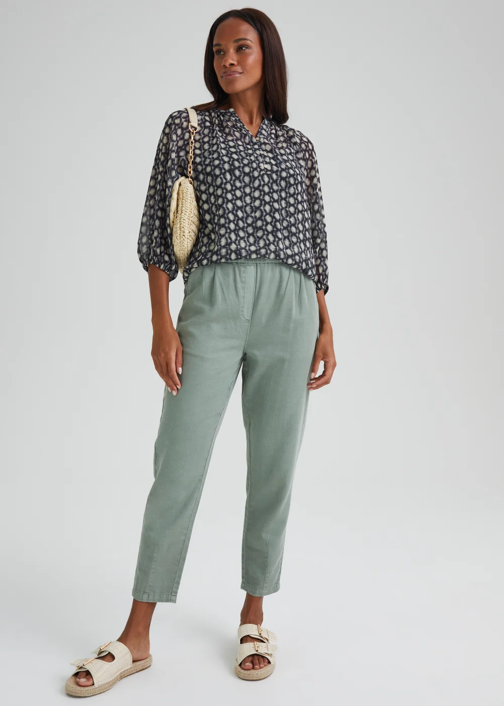 Blue Print Chiffon Co-Ord Blouse - Size 8 Image 4