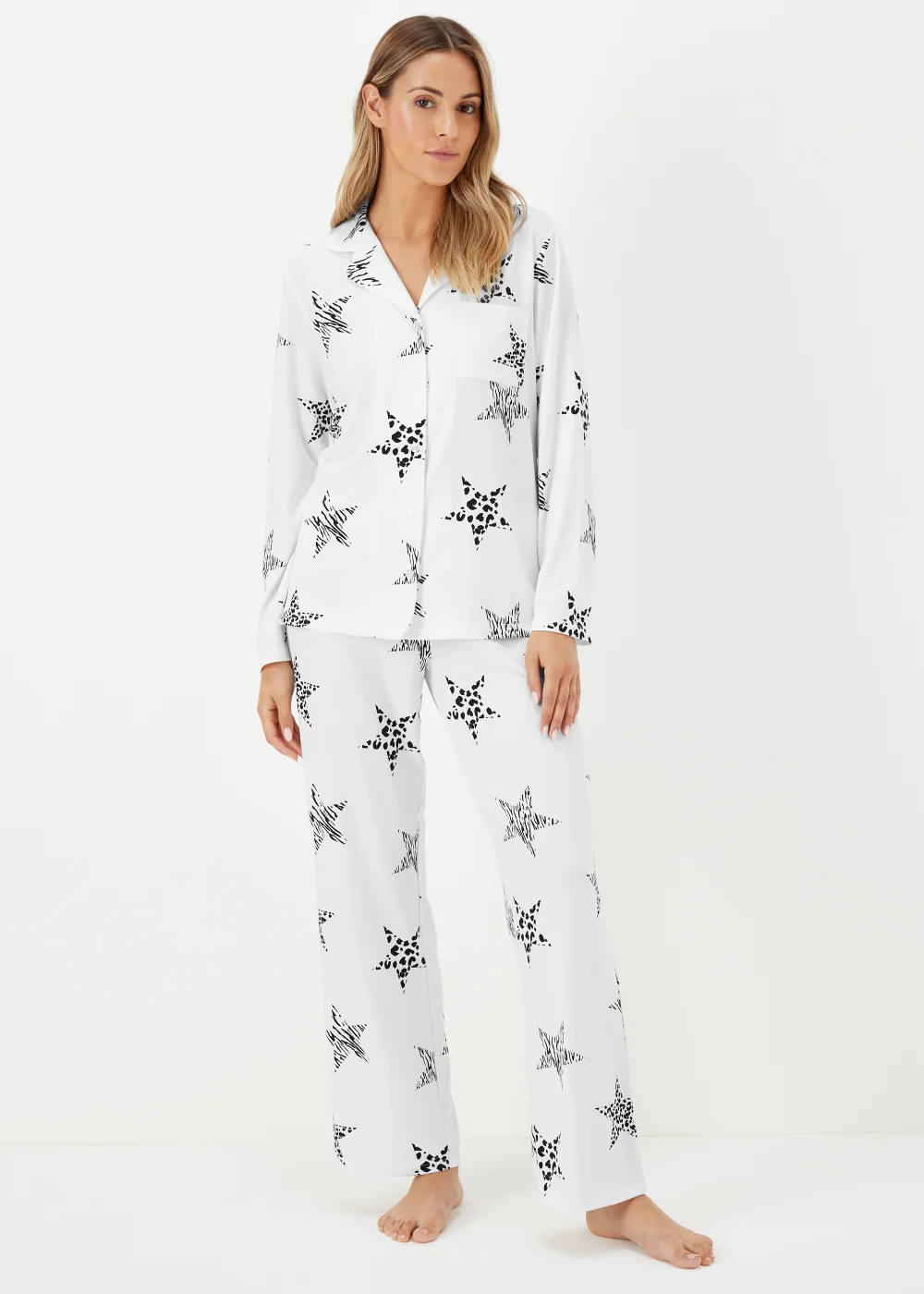 Cream Star Print Pyjama Set - Extra small Image 1