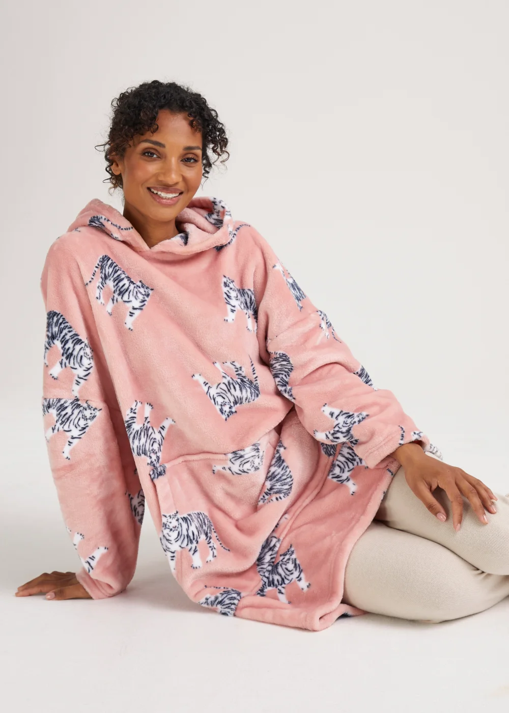Pink Tiger Print Snuggle Hoodie - Extra small Image 4