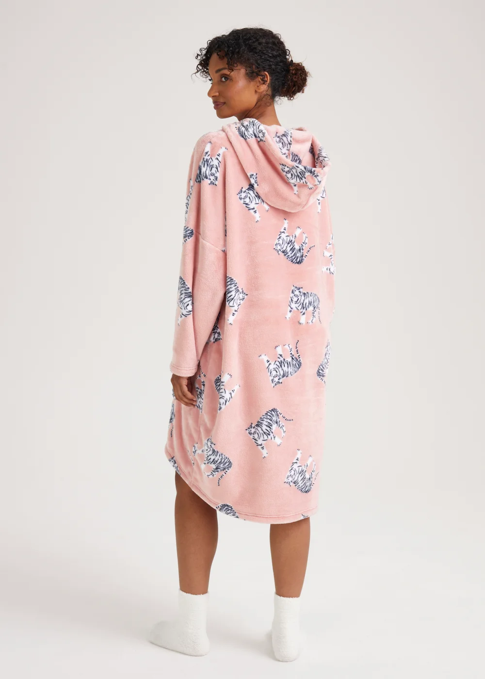 Pink Tiger Print Snuggle Hoodie - Extra small Image 2