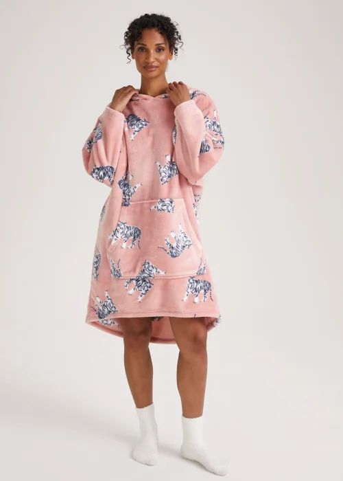 Pink Tiger Print Snuggle Hoodie - Extra small Image 1