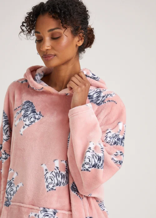 Pink Tiger Print Snuggle Hoodie - Extra small Image 3