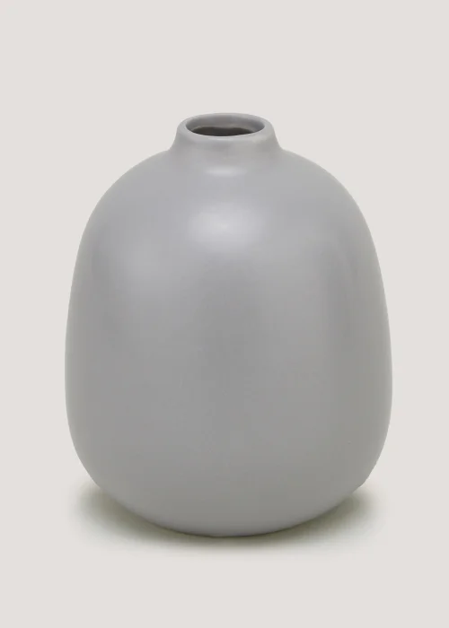 Grey Round Mini Ceramic Vase (12cm x 15cm) Image 1