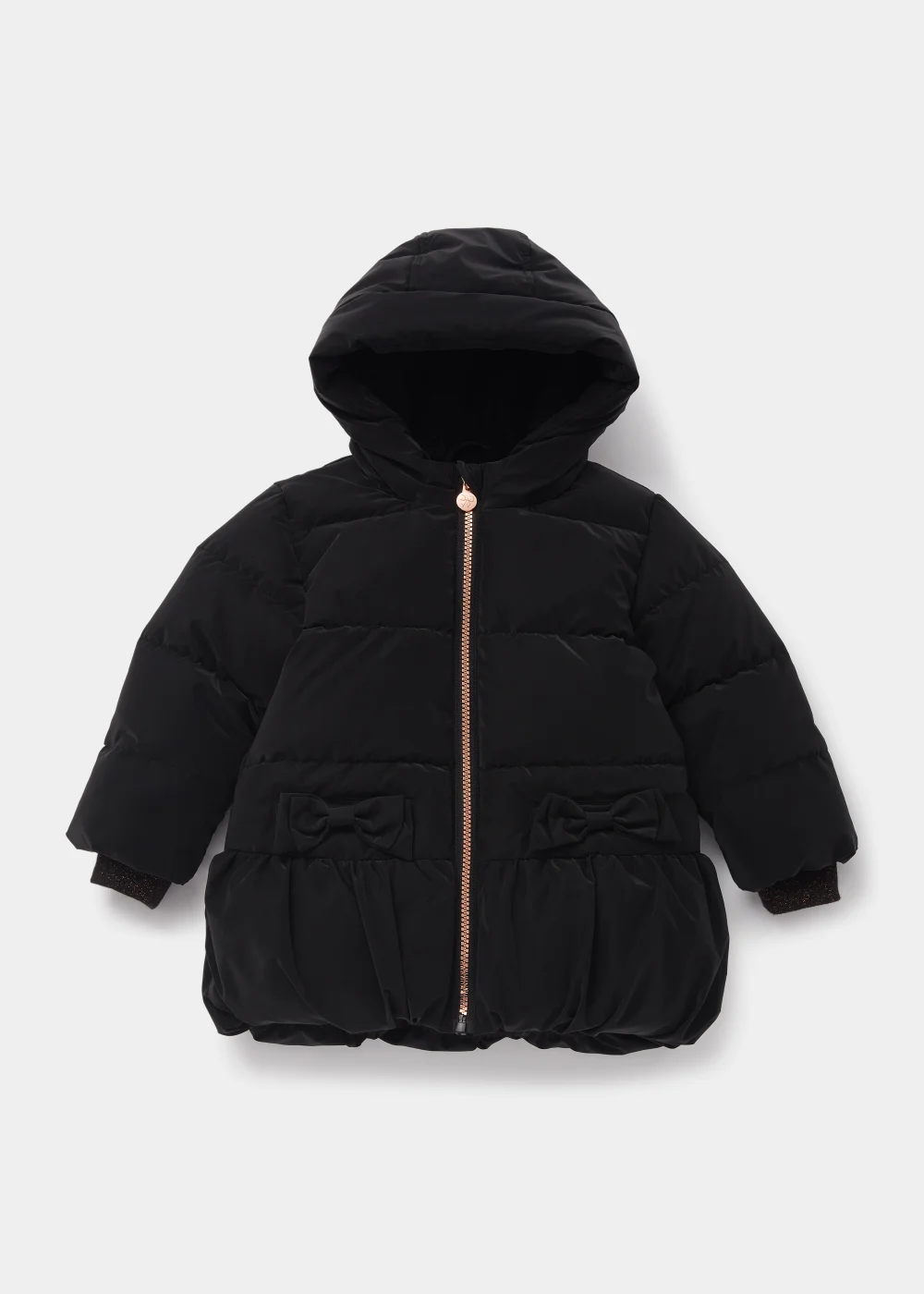 Girls Black Peplum Puffer Jacket (9mths-6yrs) - 9-12 months Image 1