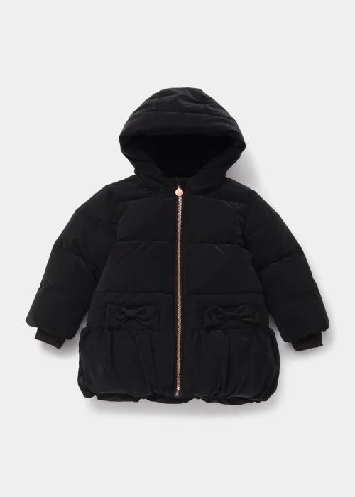 Girls Black Peplum Puffer Jacket (9mths-6yrs) - 9-12 months Image 1