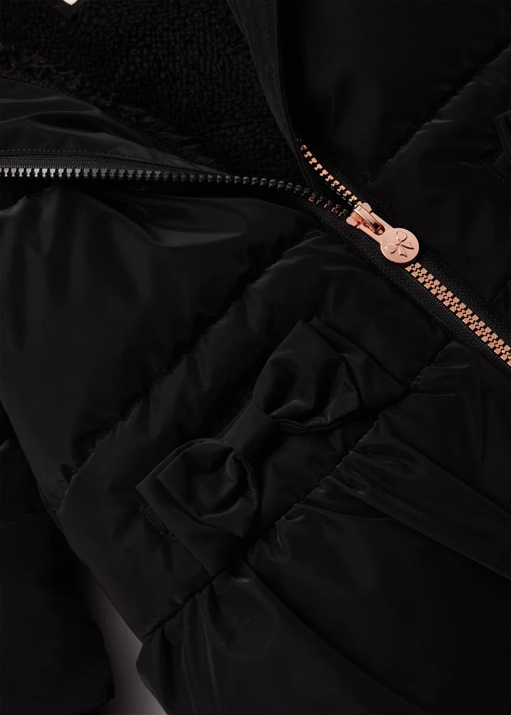 Girls Black Peplum Puffer Jacket (9mths-6yrs) - 9-12 months Image 2