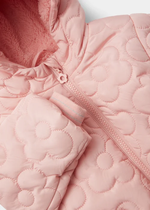 Girls Light Pink Floral Puffer Jacket (9mths-6yrs) - 9-12 months Image 2
