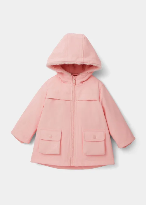 Girls Light Pink Wet Look Mac Coat (9mths-6yrs) - 9-12 months Image 1