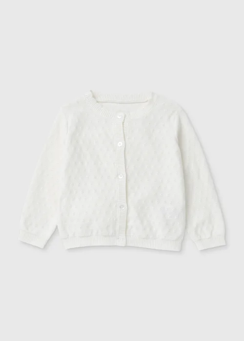 Girls White Fine Knit Cardigan (9mths-6yrs) - 2-3 Yrs Image 1