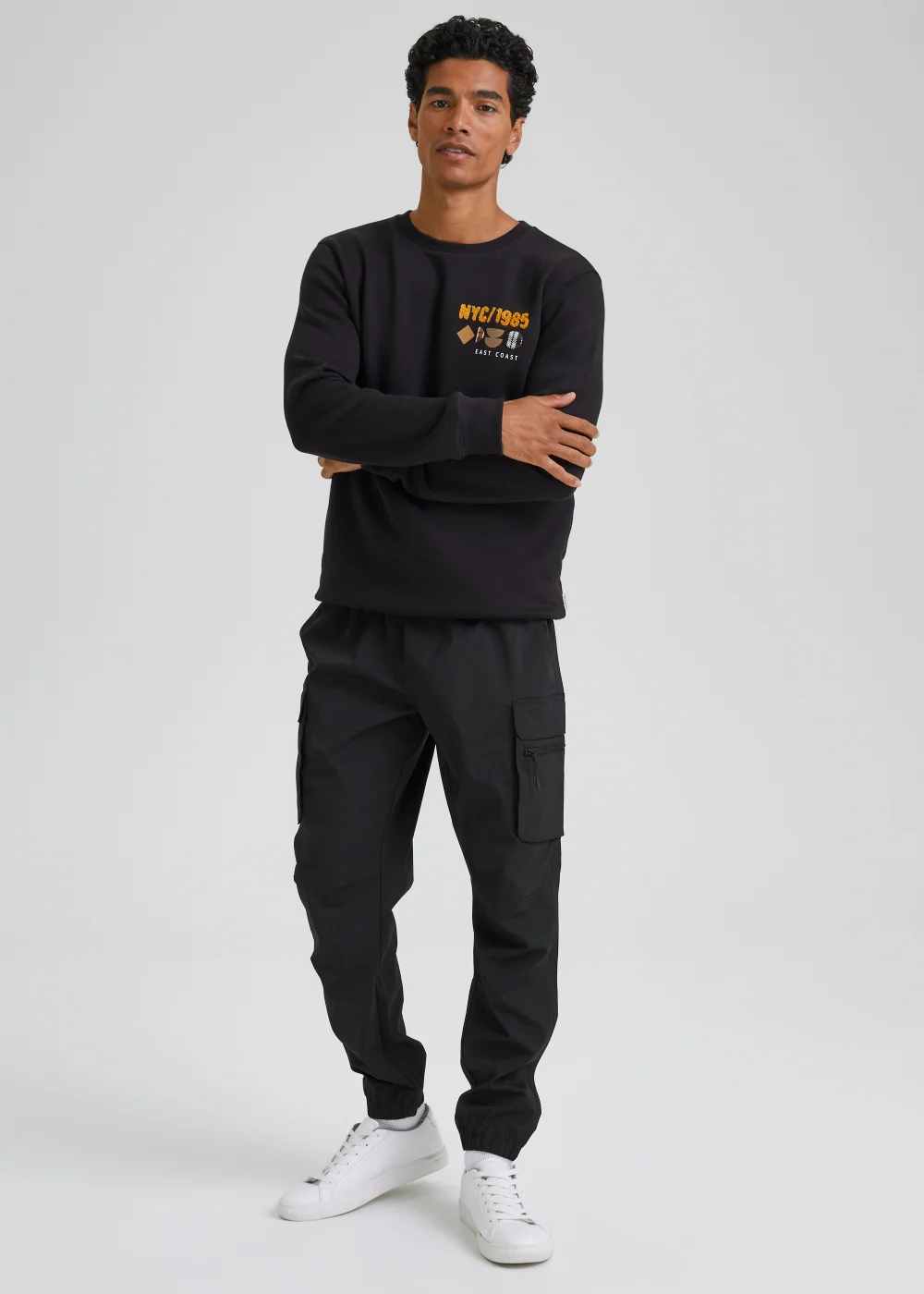 Black Cuffed Cargo Trousers - Extra small Image 1